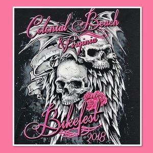 COLONIAL BEACH VIRGINIA GILDAN BIKEFEST 2018 SOUVENIR T SHIRT L